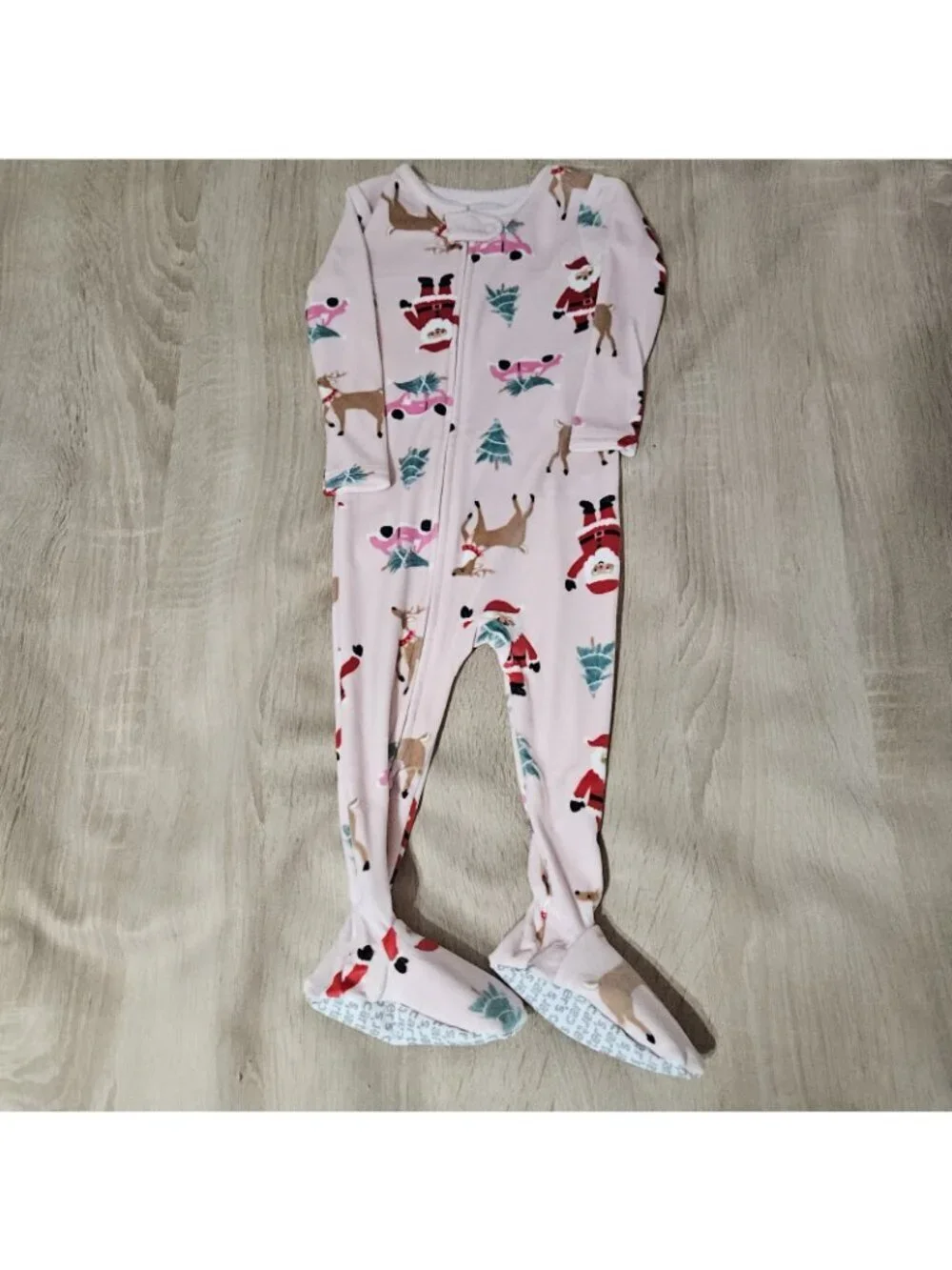 Lot Of 4 Carters Velour Pjs Pajamas Size 12 Months Girls Cozy Christmas Twins